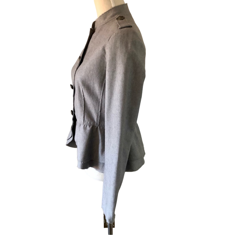 Banana Republic Peplum Military Blazer Gray Wool and Cotton Blend Women's Size 8 - Picture 8 of 16
